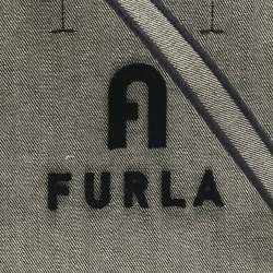 Furla Grey/Black Canvas and Leather Mini Varsity Style Tote