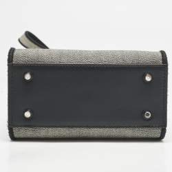 Furla Grey/Black Canvas and Leather Mini Varsity Style Tote
