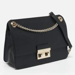 Furla Black Leather Bella Crossbody Bag