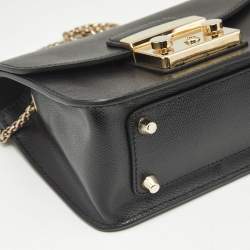 Furla Black Leather Mini Metropolis Crossbody Bag