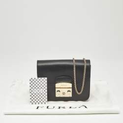 Furla Black Leather Mini Metropolis Crossbody Bag