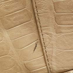 Furla Cream Croc Embossed and Python Embossed Leather Tassel Hobo