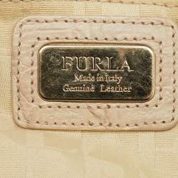 Furla Cream Croc Embossed and Python Embossed Leather Tassel Hobo