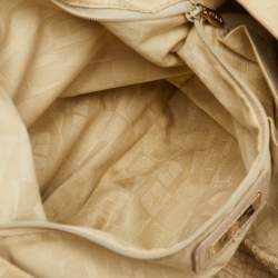 Furla Cream Croc Embossed and Python Embossed Leather Tassel Hobo