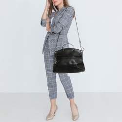 Pre Owned Furla Black Leather Piper Dome Satchel