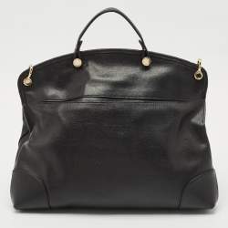 Pre Owned Furla Black Leather Piper Dome Satchel