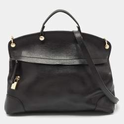 Pre Owned Furla Black Leather Piper Dome Satchel
