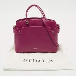 Pre Owned Furla Magenta Leather Agata Satchel
