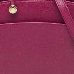 Pre Owned Furla Magenta Leather Agata Satchel