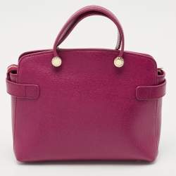 Pre Owned Furla Magenta Leather Agata Satchel