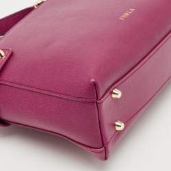 Pre Owned Furla Magenta Leather Agata Satchel