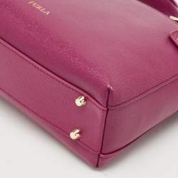 Pre Owned Furla Magenta Leather Agata Satchel