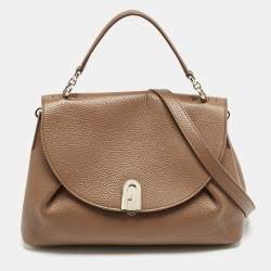 Furla Brown Leather Sleek Top Handle Bag