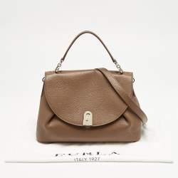 Furla Brown Leather Sleek Top Handle Bag