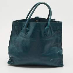 Furla Teal Green Leather Large Greta Tote