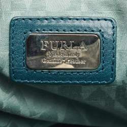 Furla Teal Green Leather Large Greta Tote