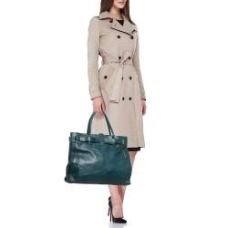 Furla Teal Green Leather Large Greta Tote