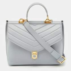 Furla Light Blue Leather Tortona Top Handle Bag