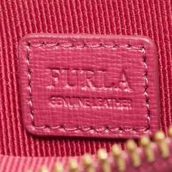 Furla Fuchsia Leather Flat Chain Clutch