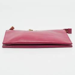 Furla Fuchsia Leather Flat Chain Clutch
