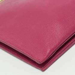 Furla Fuchsia Leather Flat Chain Clutch