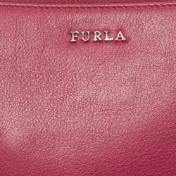 Furla Fuchsia Leather Flat Chain Clutch