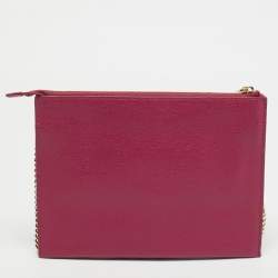 Furla Fuchsia Leather Flat Chain Clutch