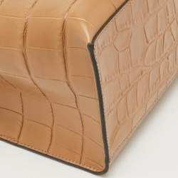 Furla Tan Croc Embossed Leather Tote
