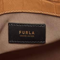 Furla Tan Croc Embossed Leather Tote