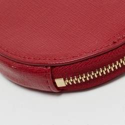 Furla Red Leather Keychain Round Zip Coin Purse