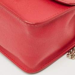 Furla Red Leather Mini Metropolis Chain Shoulder Bag