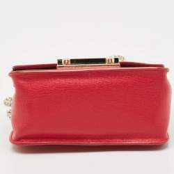 Furla Red Leather Mini Metropolis Chain Shoulder Bag