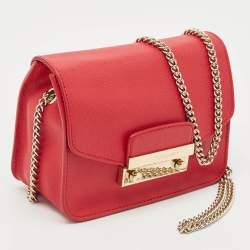 Furla Red Leather Mini Metropolis Chain Shoulder Bag