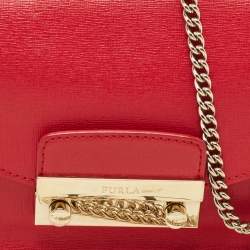 Furla Red Leather Mini Metropolis Chain Shoulder Bag