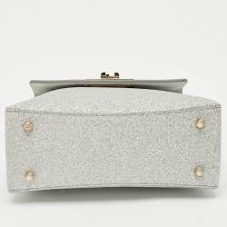Furla Silver Glitter and Leather Mini 1927 Top Handle Bag