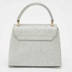 Furla Silver Glitter and Leather Mini 1927 Top Handle Bag