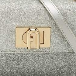 Furla Silver Glitter and Leather Mini 1927 Top Handle Bag