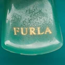 Pre Owned Furla Teal Blue/Black Rubber and Denim Candy Bag