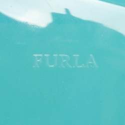 Pre Owned Furla Teal Blue/Black Rubber and Denim Candy Bag