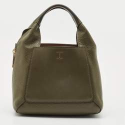 Pre Owned Furla Olive Green Leather Mini Gilda Tote