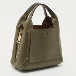 Pre Owned Furla Olive Green Leather Mini Gilda Tote