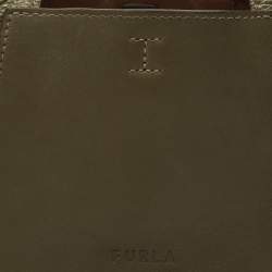 Pre Owned Furla Olive Green Leather Mini Gilda Tote