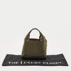 Pre Owned Furla Olive Green Leather Mini Gilda Tote