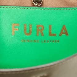 Pre Owned Furla Olive Green Leather Mini Gilda Tote