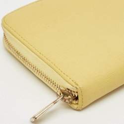 Pre Owned Furla Yellow Leather Zip Continental Wallet