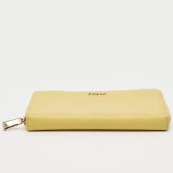 Pre Owned Furla Yellow Leather Zip Continental Wallet