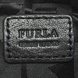 Pre Owned Furla Black Gathered Leather Chain Crossbody Bag