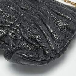 Pre Owned Furla Black Gathered Leather Chain Crossbody Bag