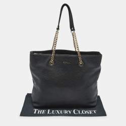 Pre Owned Furla Black Leather Julia Chain Tote