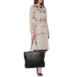 Pre Owned Furla Black Leather Julia Chain Tote